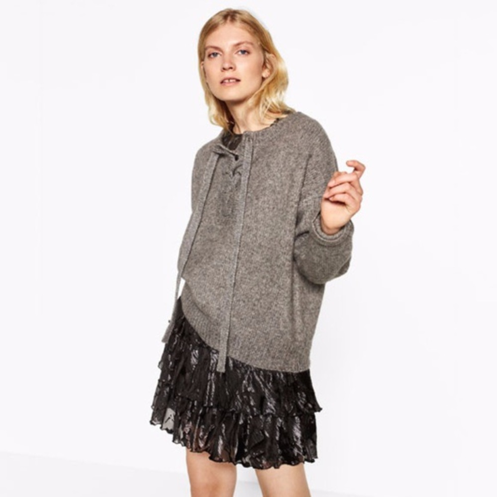 Zara Lace Up Sweater
